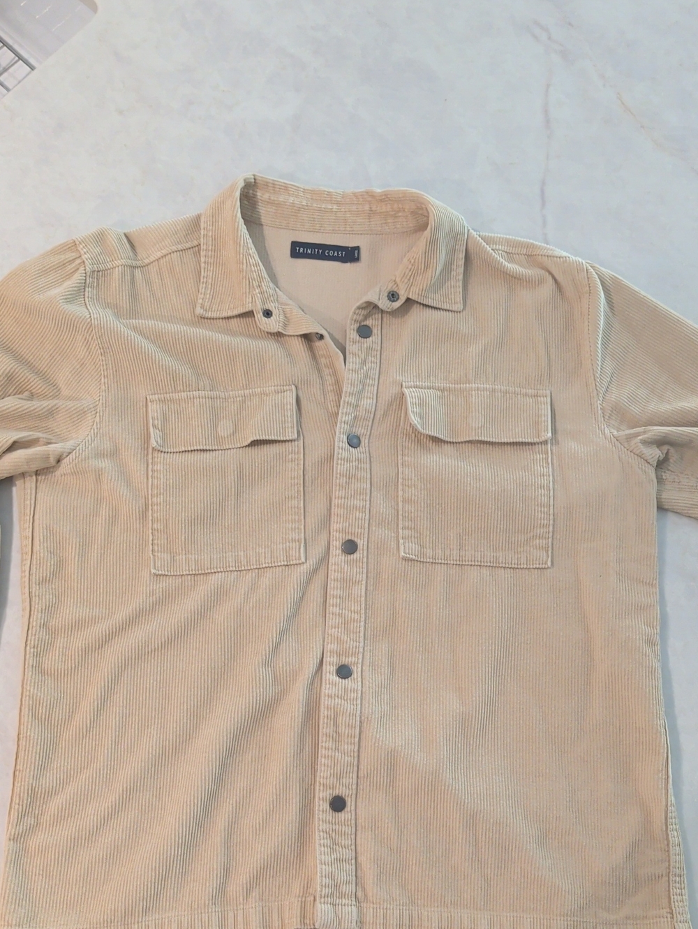 Trinity Coast Tan Corduroy Button-Down Overshirt Shirt. Size L